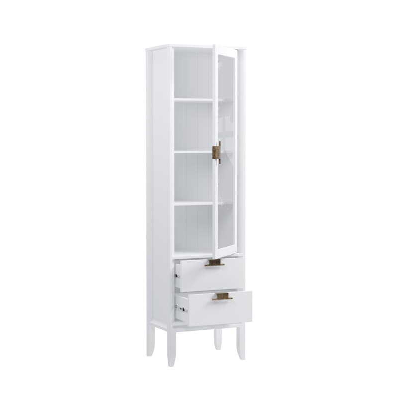 Шкаф для посуды Бридж узкий с 1-ой стеклянной дверью и 2-мя ящиками