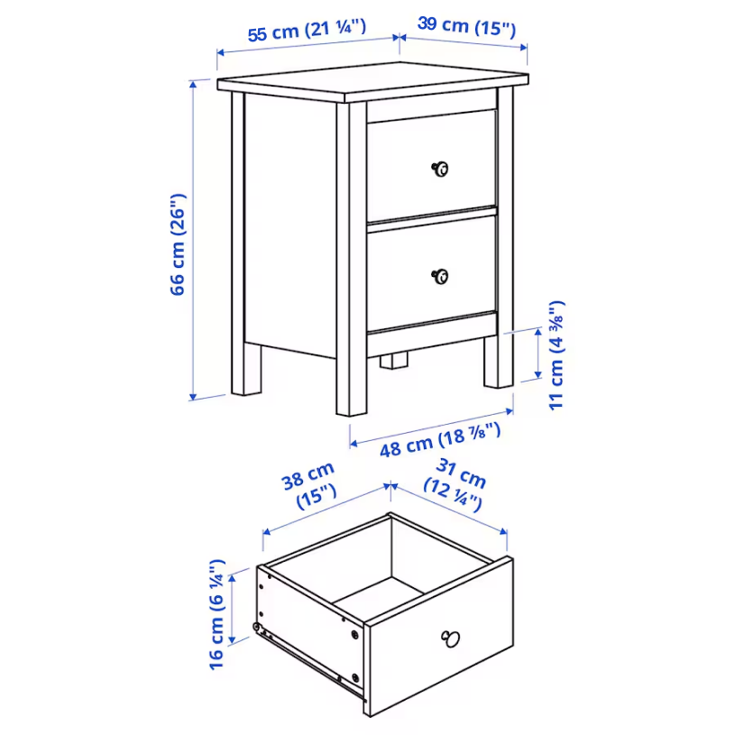 Тумба прикроватная Кантри (Hemnes) 02 018002