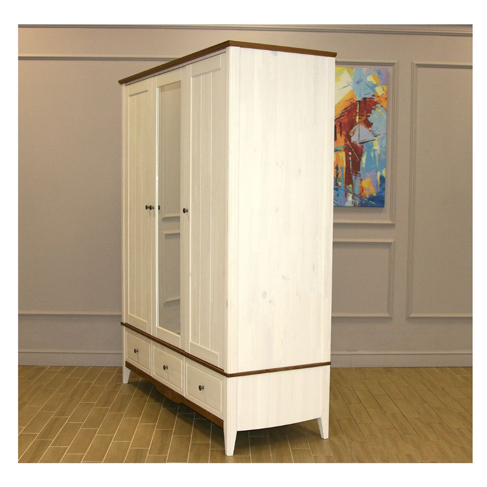 Шкаф с зеркалом массив сосны белый 33 Пенни