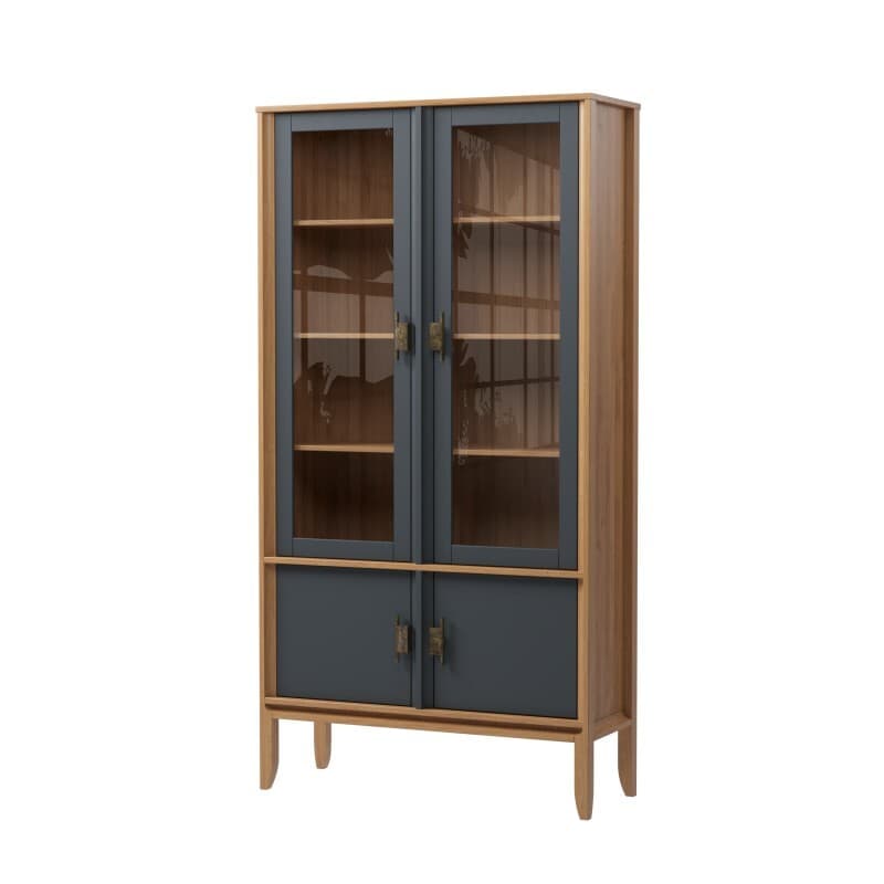 Шкаф для посуды Бридж широкий с 2-мя стеклянными дверями и 2-мя глухими дверями