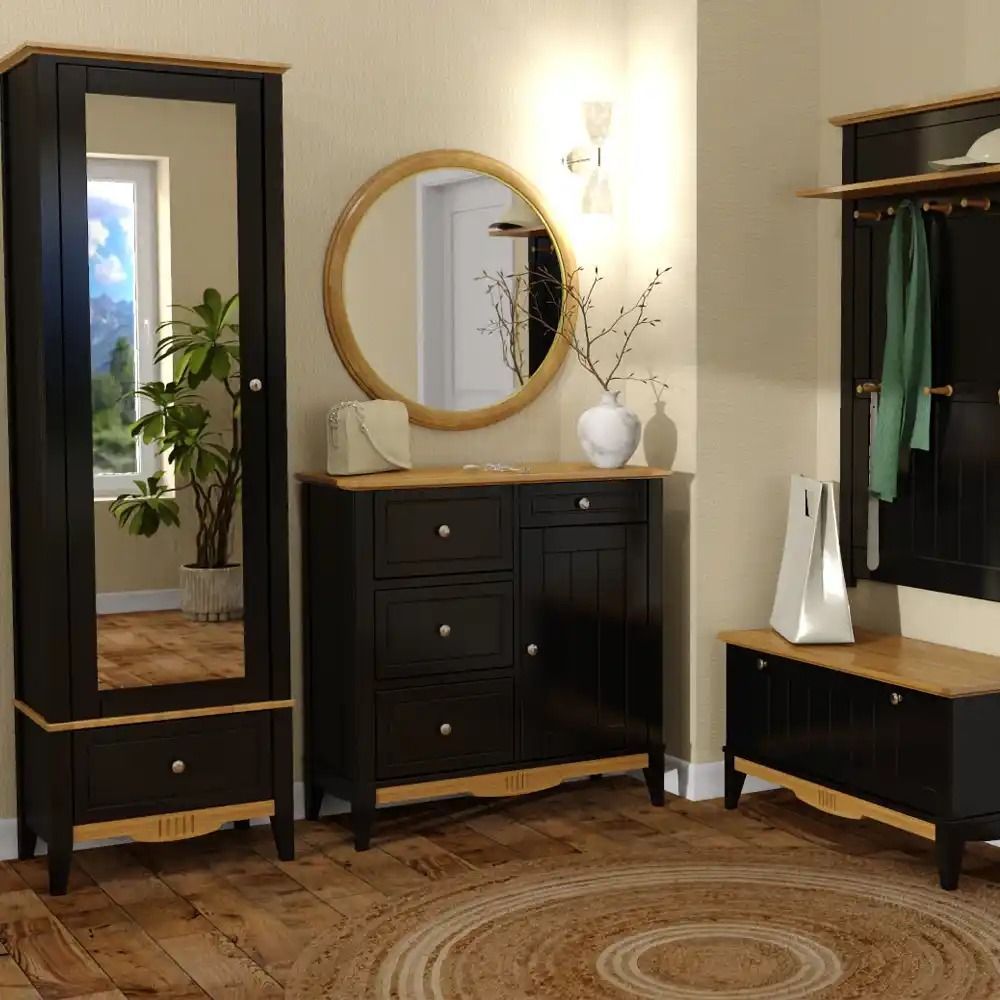 Шкаф для прихожей/белья Пенни с зеркалом