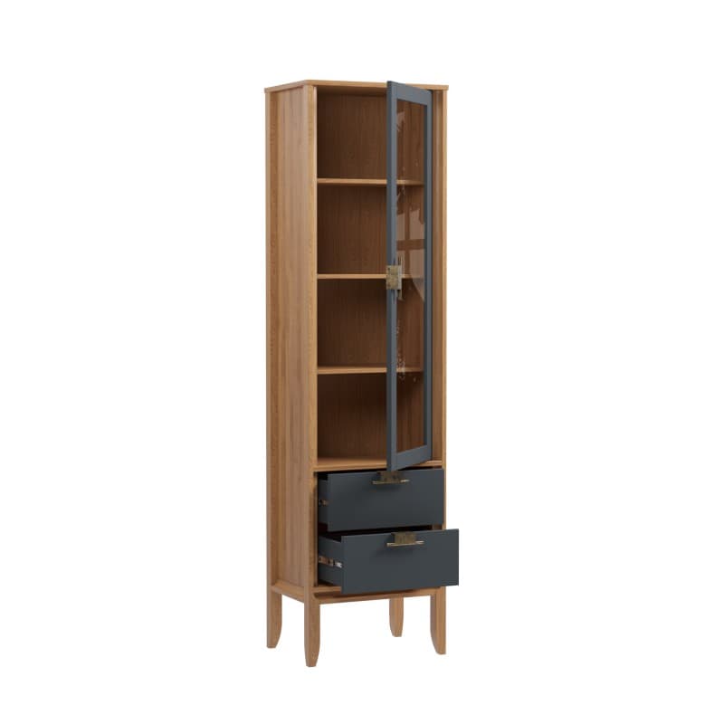 Шкаф для посуды Бридж узкий с 1-ой стеклянной дверью и 2-мя ящиками