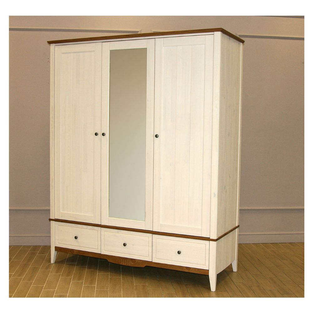 Шкаф с зеркалом массив сосны белый 33 Пенни