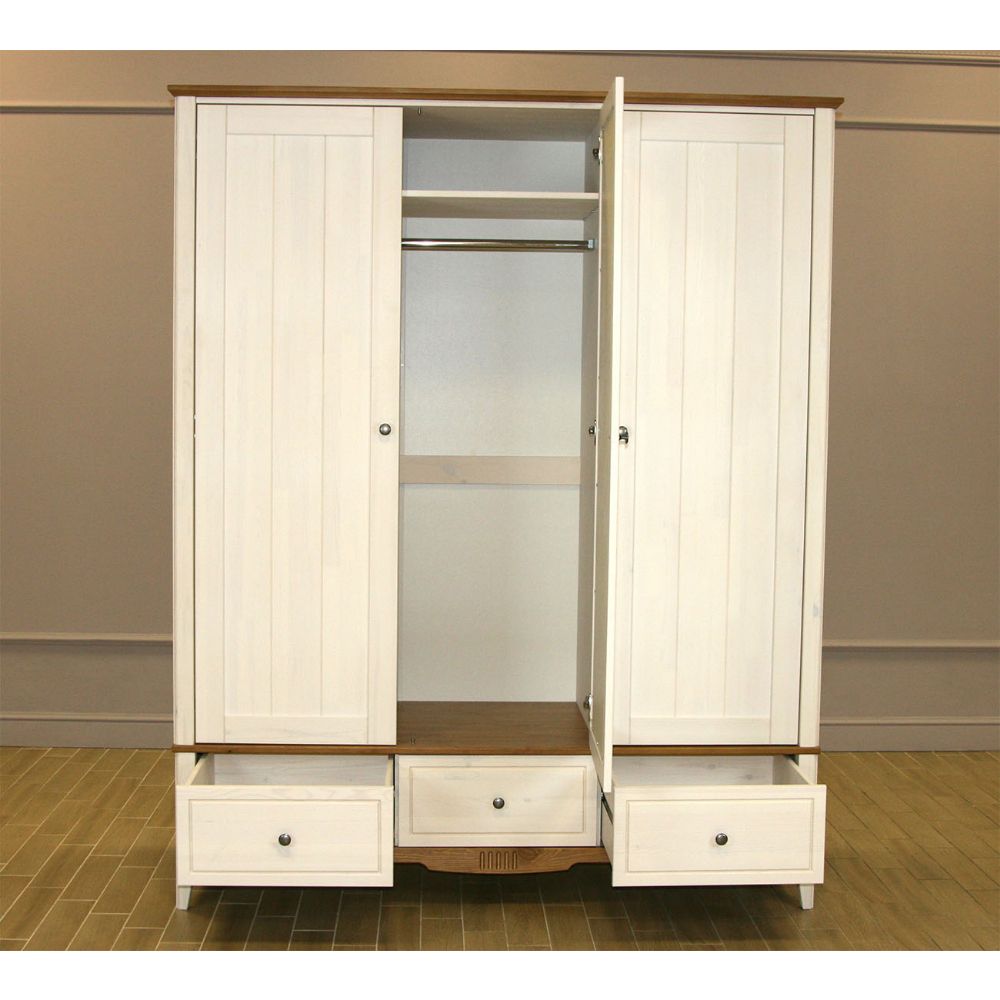 Шкаф с зеркалом массив сосны белый 33 Пенни