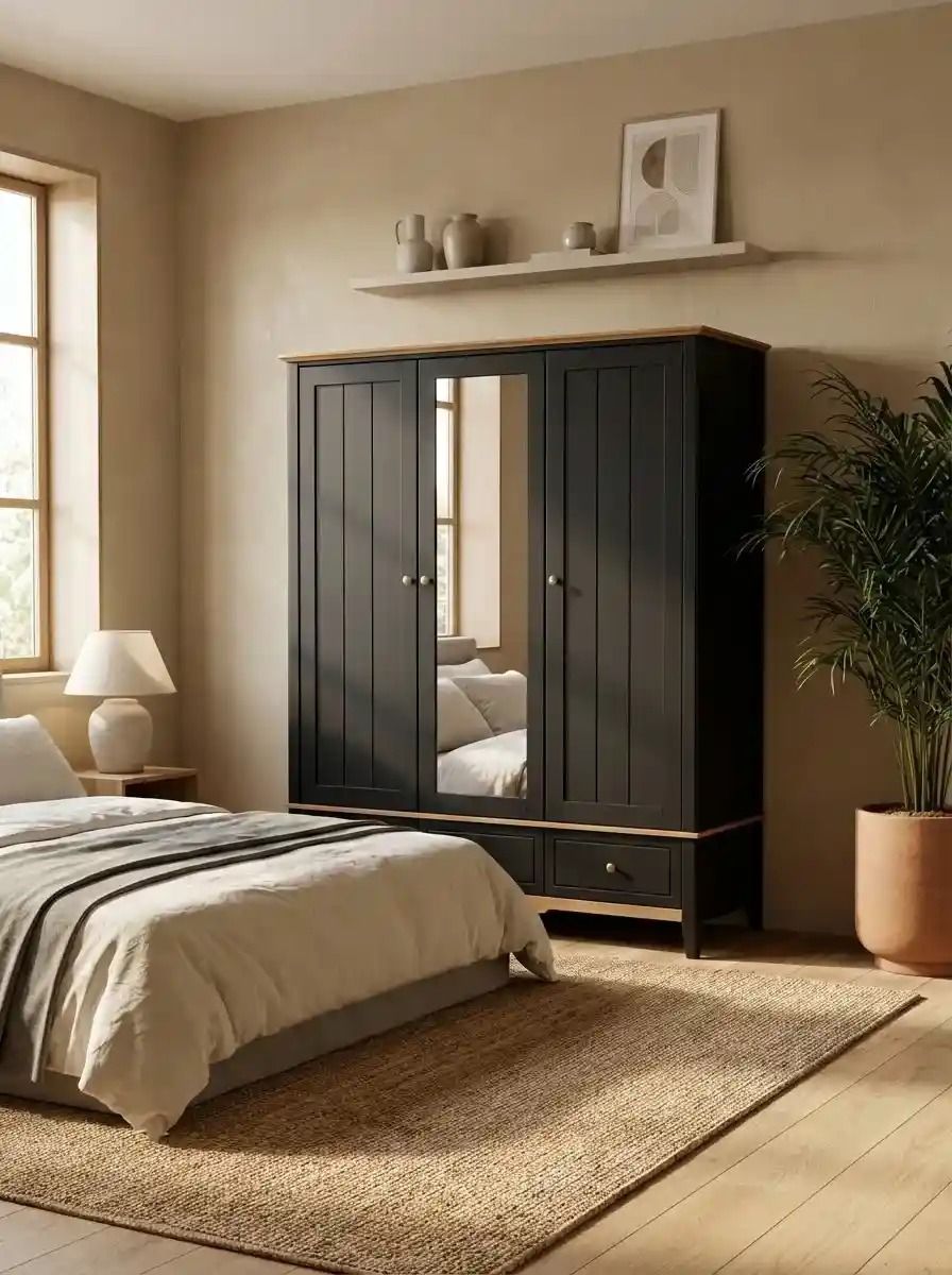 Шкаф с зеркалом массив сосны белый 33 Пенни