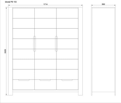Шкаф Riva 3-х дверный