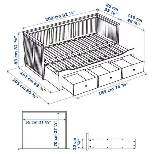 Кровать Кантри (Hemnes) 80 с ящиками 0171