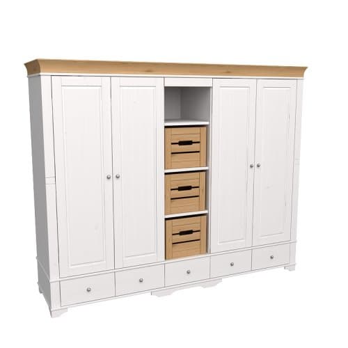 Шкаф 5-ти дверный Бейли с 4 стеклянными дверями и полками 87445