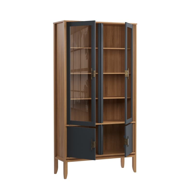 Шкаф для посуды Бридж широкий с 2-мя стеклянными дверями и 2-мя глухими дверями