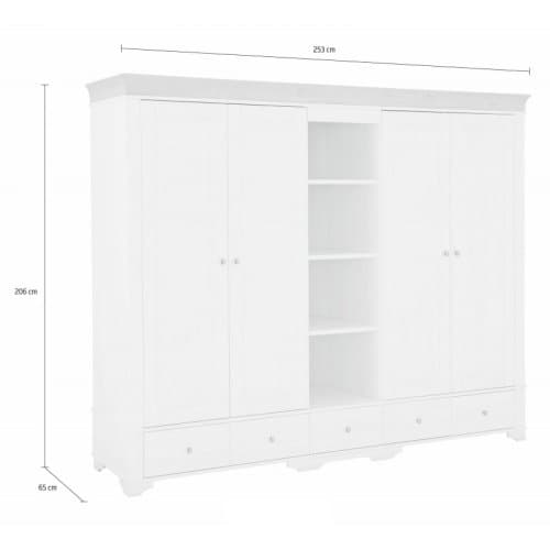 Шкаф 5-ти дверный Бейли с 4 глухими дверями и 1 зеркальной дверью 87245