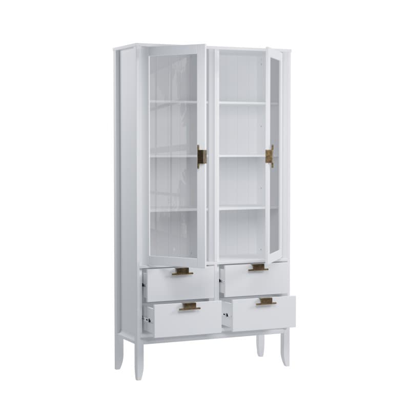 Шкаф для посуды Бридж с 2-мя стеклянными дверями и 4-мя ящиками