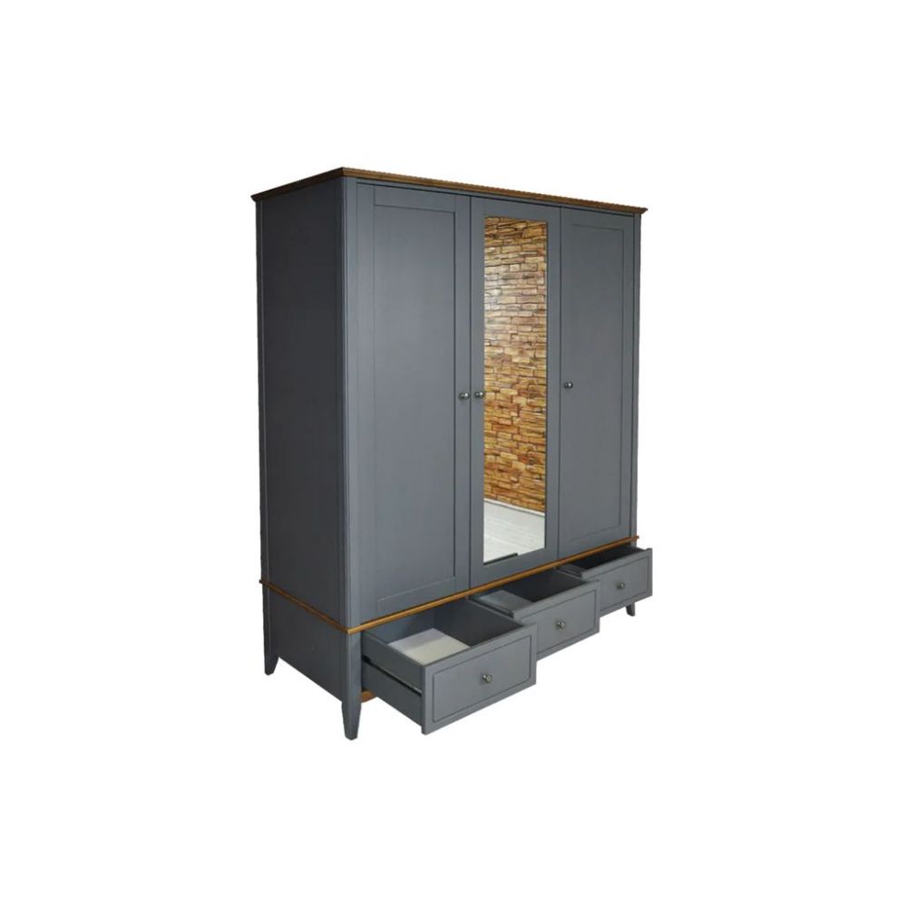 Шкаф с зеркалом массив сосны белый 33 Пенни