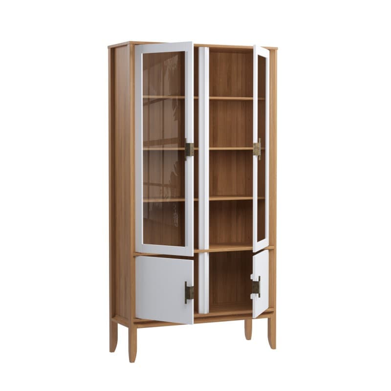 Шкаф для посуды Бридж широкий с 2-мя стеклянными дверями и 2-мя глухими дверями