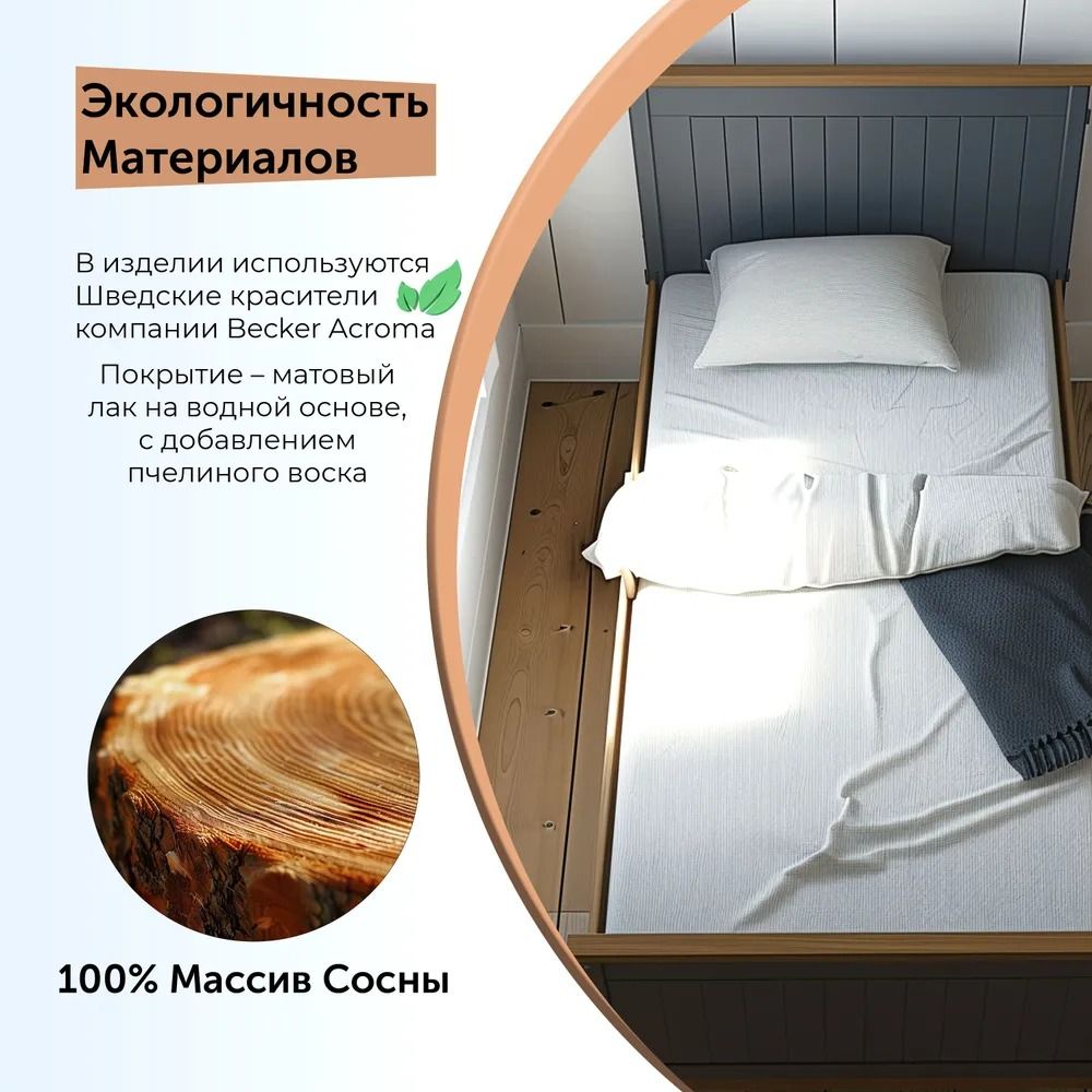 Кровать массив сосны односпальная Пенни 900х2000