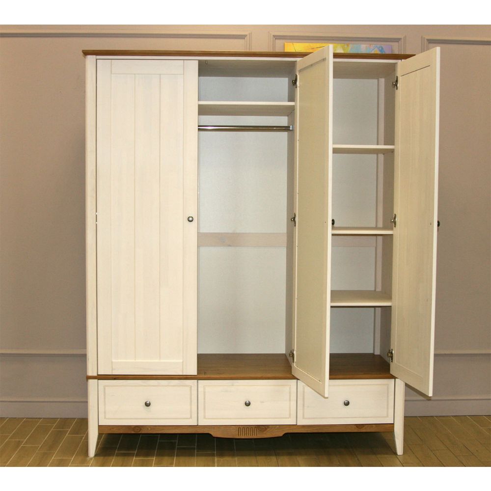 Шкаф с зеркалом массив сосны белый 33 Пенни