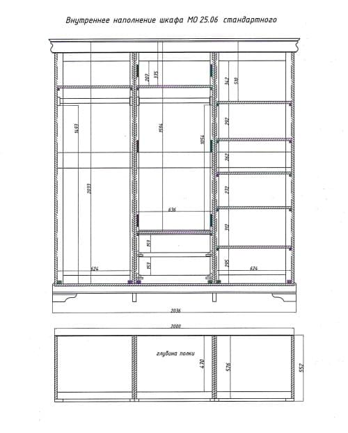 Шкаф 4-х дв. Луи Филипп ОВ 25.06