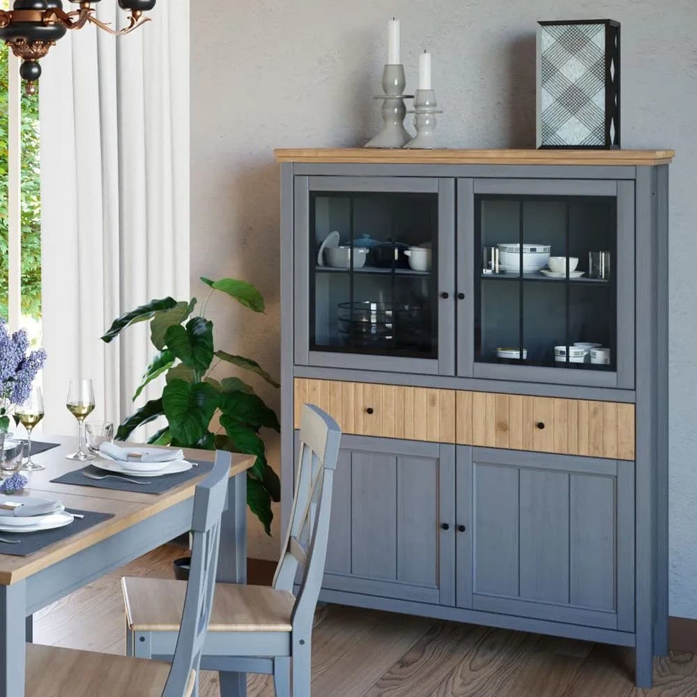 Тумба Сканди 72020СТЧ стеклянные и глухие двери