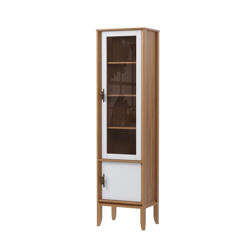 Шкаф для посуды Бридж узкий с 1-ой стеклянной дверью и 1 глухой дверью