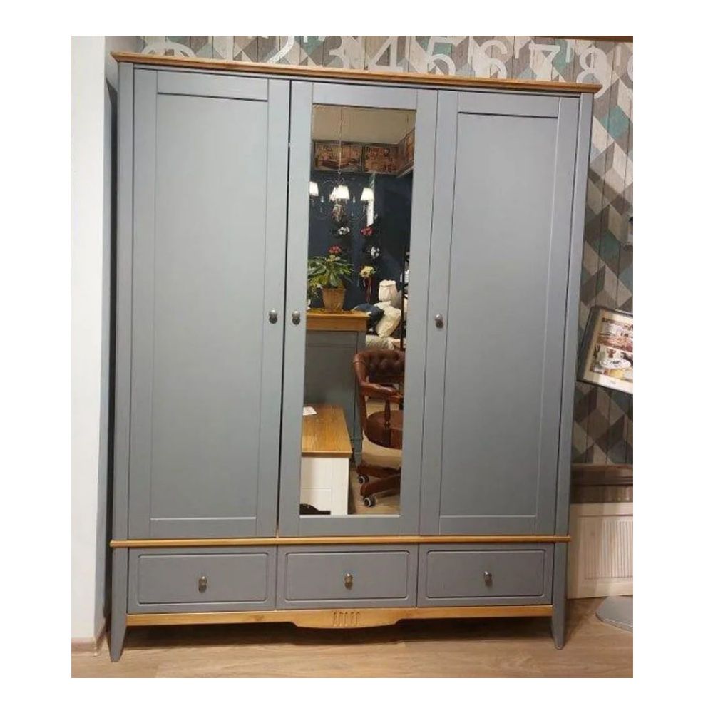 Шкаф с зеркалом массив сосны белый 33 Пенни