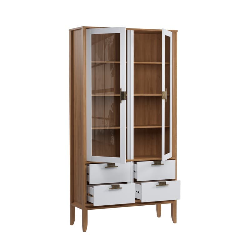 Шкаф для посуды Бридж с 2-мя стеклянными дверями и 4-мя ящиками